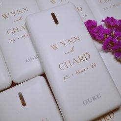 สกรีน พาวเวอร์แบงค์ Power Bank 10000mAh มีสายในตัว สกรีนโลโก้ 1 สี 1 จุด