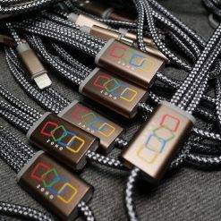 สายชาร์จพรีเมี่ยม 3 in 1 หัวสลับ Dual Input (USB/Type-C) สายถัก สกรีนโลโก้