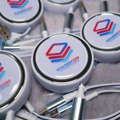 สายชาร์จพรีเมี่ยม 3 in 1 แบบตลับยืดหด ชาร์จเร็ว 100W